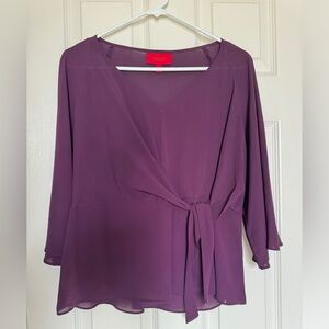 💟 JLo Plum Faux Wrap Blouse